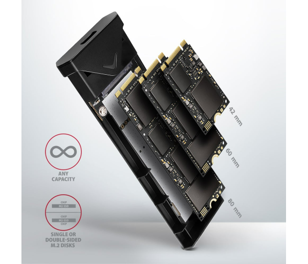 Axagon EEM2-UB2, USB-C 10Gbps - M.2 NVMe SSD ARROW box, czarny - 1353420 - zdjęcie 8